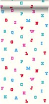 ESTAhome behang alfabet turquoise en roze - 137325 - 53 cm x 10,05 m