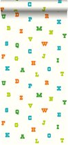 ESTAhome behang alfabet limegroen en oranje - 137324 - 53 cm x 10,05 m