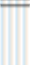 ESTAhome behang strepen regenboog lichtblauw en beige - 138925 - 53 cm x 10,05 m
