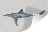 Tuindecoratie Een illustratie van het zijaanzicht van een witte haai - 60x40 cm - Tuinposter - Tuindoek - Buitenposter