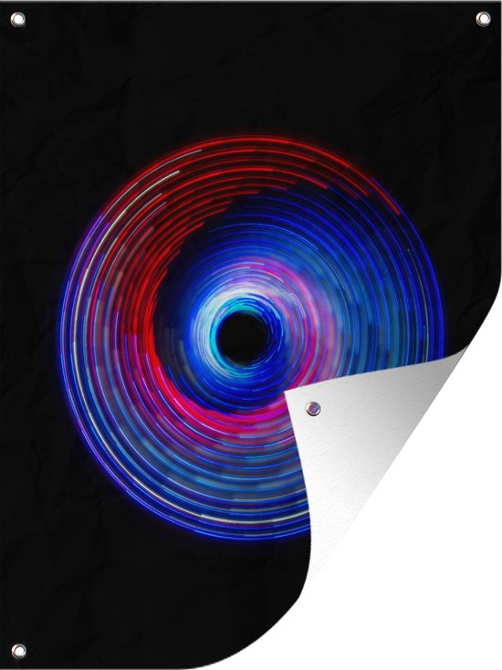 Tuinschilderij LED-strepen vormen het Yin en Yang symbool - 60x80 cm - Tuinposter