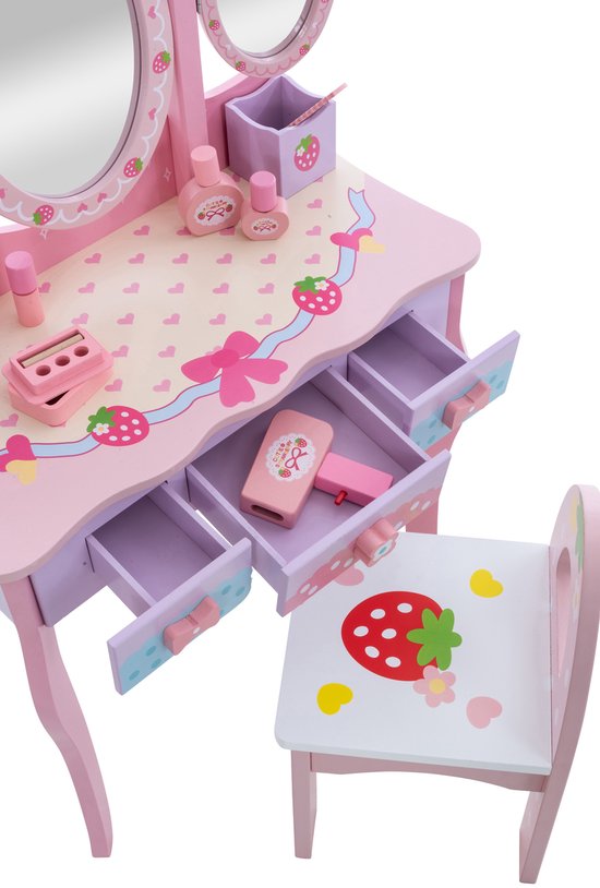 Kaptafel Star met verlichting - roze/wit - Modern Trasman