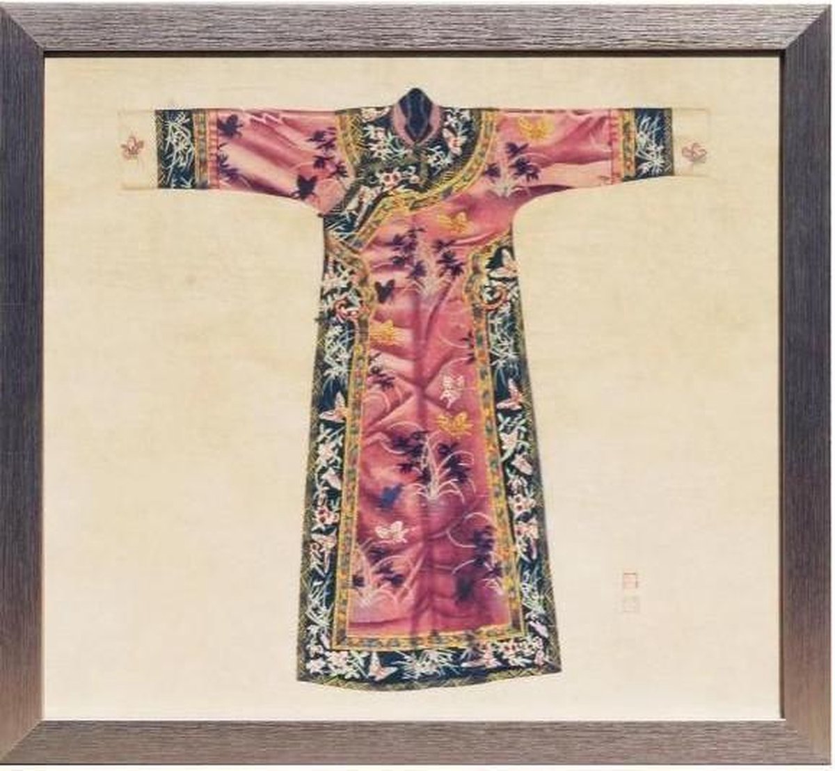 Fine Asianliving Chinees Schilderij met Lijst Chinese Qipao Jurk Roze B33xH36cm