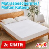 2x Matrasbeschermer 140x220 Katoen - molton - Hoeslakenbadstof -  Rondom Elastiek - Wit - Matras Beschermer Molton/Matrasbeschermer - 140x220 - Molton 80% katoen - hoekhoogte van 3