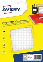 Etiket Avery A5 8mm rond - blister 2940st wit