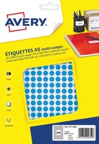 Etiket Avery A5 8mm rond - blister 2940st blauw