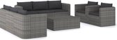 Medina 9-delige Loungeset met kussens poly rattan grijs