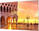 Wandpaneel San Marcoplein Venetie  | 150 x 100  CM | Zwart frame | Wand-beugels (27 mm)