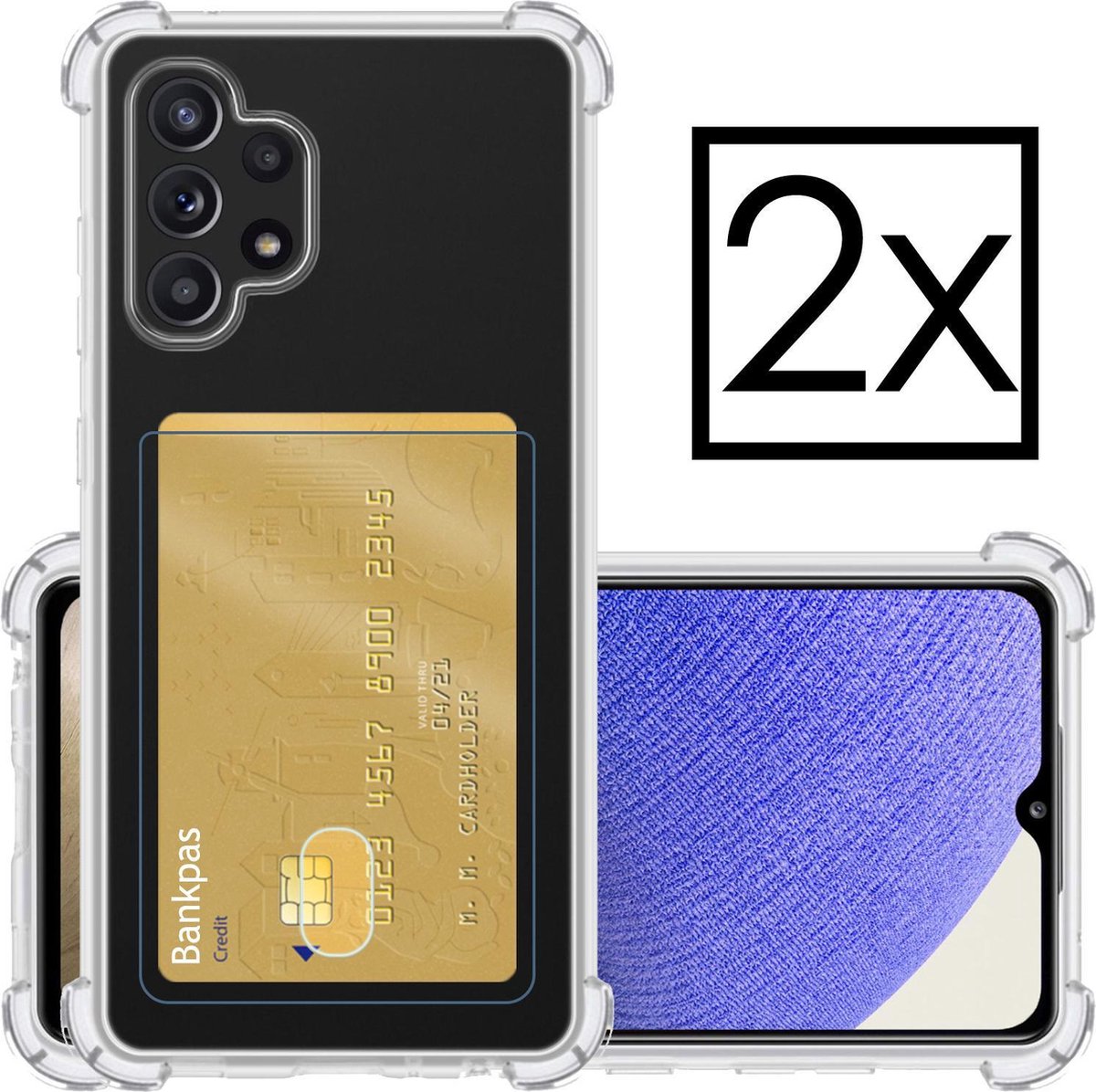 Samsung Galaxy A32 5G Hoesje 5G Card Case Met Pasjeshouder - Transparant - 2 Stuks