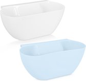 Navaris opvangbak voor keukenafval - Hangende vuilnisbak voor keukenastjes of -lades - Afvalbak voor het aanrecht - Set van 2 - Wit en blauw