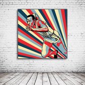 Pop Art Jesse Owens Canvas - 90 x 90 cm - Canvasprint - Op dennenhouten kader - Geprint Schilderij - Popart Wanddecoratie