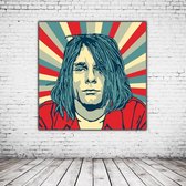 Pop Art Kurt Cobain Canvas - 90 x 90 cm - Canvasprint - Op dennenhouten kader - Geprint Schilderij - Popart Wanddecoratie