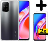 Oppo A94 5G Hoesje Transparant Siliconen Case Met 2x Screenprotector - Oppo A94 Case Hoesje - Oppo A94 5G Hoes Cove Met 2x Screenprotectorr - Transparant