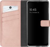 Samsung Galaxy A22 (5G) Hoesje met Pasjeshouder - Selencia Echt Lederen Booktype - Roze
