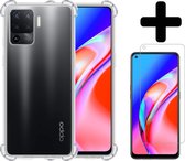 OPPO A94 4G Hoesje Transparant Shockproof Case Met Screenprotector - OPPO A94 Case Hoesje - OPPO A94 4G Hoes Cover Met Screenprotector - Transparant