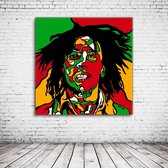 Pop Art Bob Marley Canvas - 90 x 90 cm - Canvasprint - Op dennenhouten kader - Geprint Schilderij - Popart Wanddecoratie