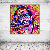 Pop Art Bono U2 Canvas - 100 x 100 cm - Canvasprint - Op dennenhouten kader - Geprint Schilderij - Popart Wanddecoratie