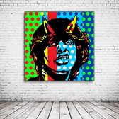 Pop Art Angus Young Acrylglas - 80 x 80 cm op Acrylaat glas + Inox Spacers / RVS afstandhouders - Popart Wanddecoratie