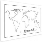 Wereldkaart Let's See It All Zwart - Poster 40x30