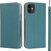 Litchi-textuur Horizontale flip-toplaag koeienhuid lederen tas met houder & kaartsleuven & portemonnee & riem & draadwinder voor iPhone 11 (hemelsblauw)