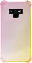 - ADEL Siliconen Back Cover Softcase Hoesje Geschikt voor Samsung Galaxy Note 9 - Kleurovergang Roze Geel