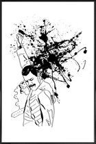 JUNIQE - Poster met kunststof lijst Freddie -13x18 /Wit & Zwart
