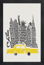 JUNIQE - Poster in houten lijst New York Cityscape -20x30 /Geel &