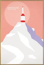 JUNIQE - Poster met kunststof lijst Mont Blanc -20x30 /Grijs & Roze