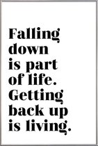 JUNIQE - Poster met kunststof lijst Get Back Up -13x18 /Wit & Zwart