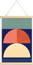 JUNIQE - Posterhanger Setting Sun -40x60 /Blauw & Rood