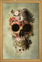 JUNIQE - Poster met houten lijst Garden Skull Light -13x18 /Grijs &