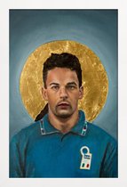 JUNIQE - Poster in houten lijst Football Icon - Roberto Baggio -40x60