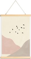 JUNIQE - Posterhanger Flock Of Birds I -20x30 /Ivoor & Roze