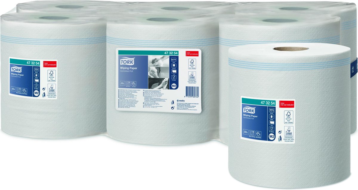 Goedkoopste Tork Wiping Centerfeed Poetspapier 1-lgs wit, 270 mtr x 20 cm pak à 6 rol (473254