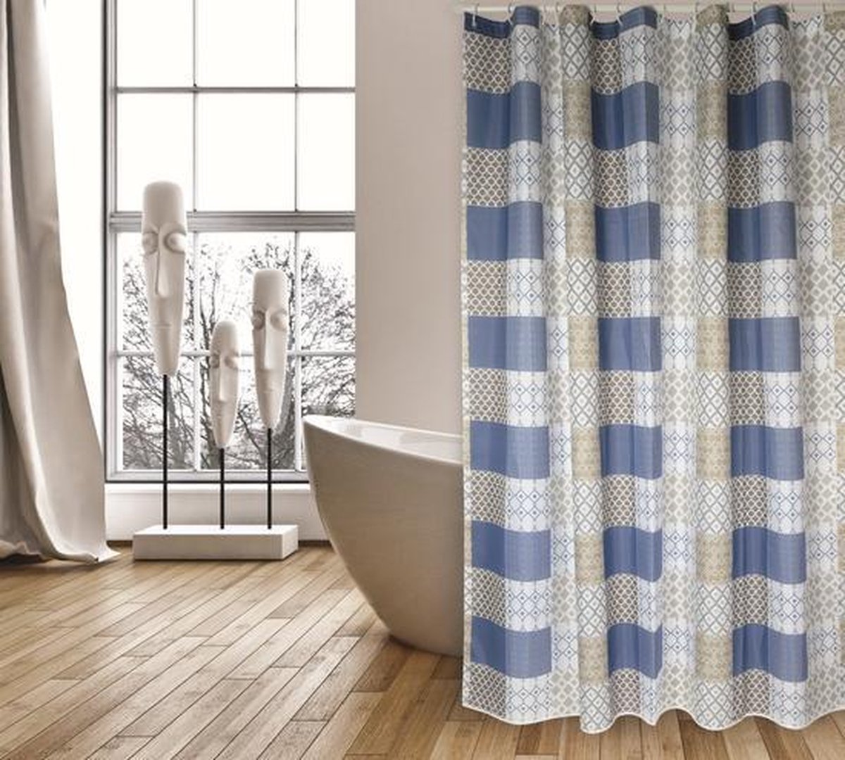 MSV Douchegordijn - Waterdicht en Schimmelwerend Douchegordijn met Antibacteriële Coating - 100% Polyester - Modern Design