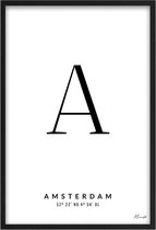 Poster Letter A Amsterdam A2 - 42 x 59,4 cm (Exclusief Lijst)