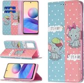 Voor Xiaomi Poco M3 Pro / Redmi Note 10 5G Gekleurd Tekenpatroon Onzichtbare Magnetische Horizontale Flip PU Lederen Case met Houder & Kaartsleuven & Portemonnee (Olifant)