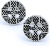 Manchetknopen - Keltisch Kruis Zwart en Zilver
