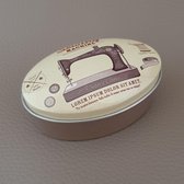 Blikje ovaal met vintage afbeelding. n9