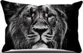 Sierkussen - Impressive Lion - Zwart En Wit - 30 Cm X 30 Cm