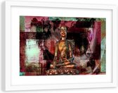 Foto in frame , Boeddha  met abstracte achtergrond, 120x80cm , Multikleur  , Premium print