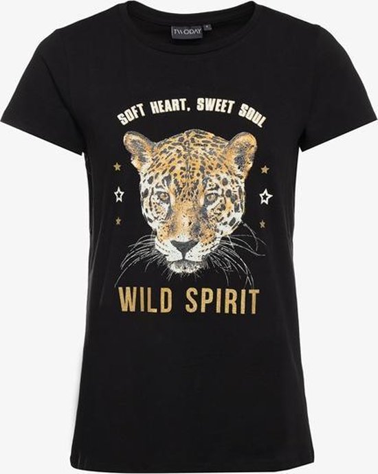 TwoDay dames T-shirt met tijgerkop - Zwart - Maat XXL | bol.com