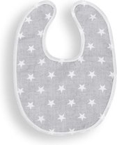 Interbaby Slabbetje Sterren Junior 20 X 30 Cm Katoen Lichtgrijs