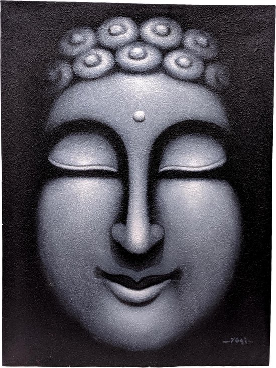 Schilderij wanddecoratie boeddha hoofd – schilderijen op canvas boeddha 80 cm | Inspiring Minds