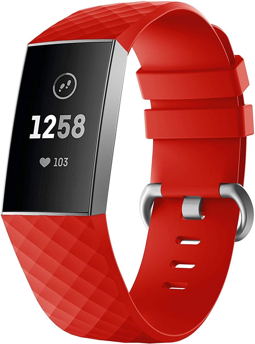geschikt voor Fitbit geschikt voor Fitbit Charge 4 silicone band - rood - Maat L