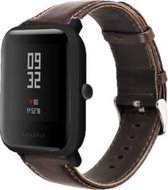 Geschikt voor Xiaomi Amazfit leren bandje - donkerbruin - 42mm