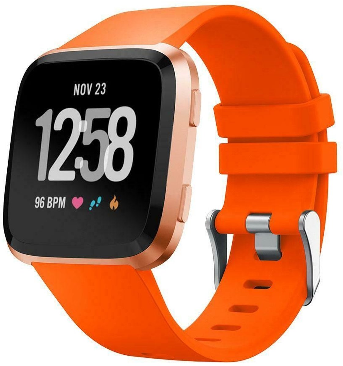 geschikt voor Fitbit Versa silicone band - oranje - Maat L