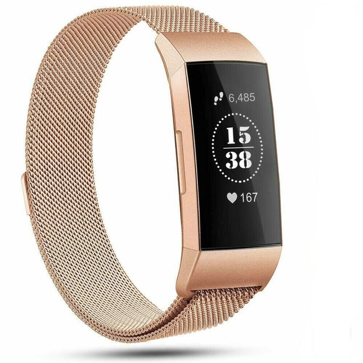Geschikt voor Fitbit Charge 4 Milanese band - rosé goud - Large