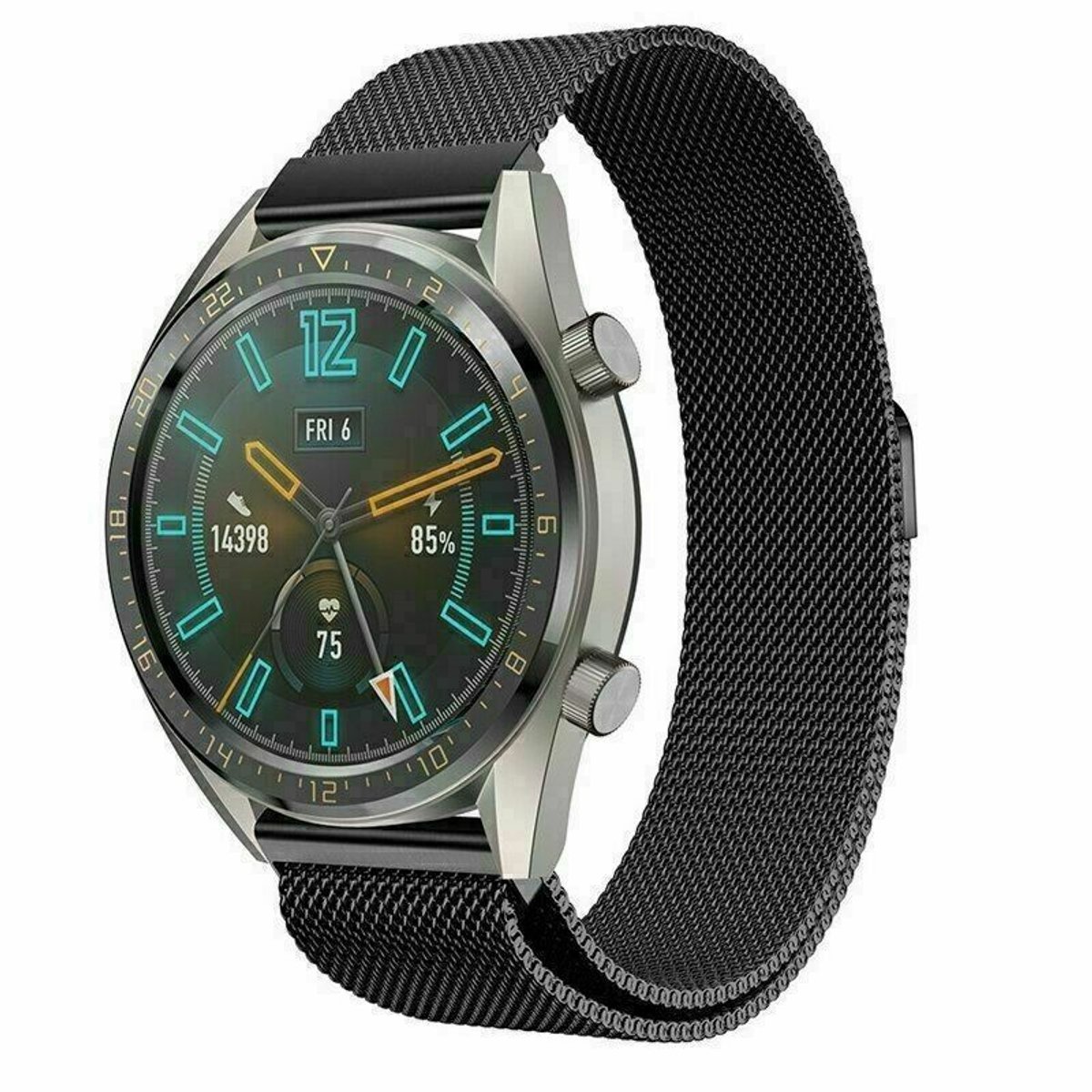 geschikt voor Huawei Watch GT Milanees bandje - zwart - 46mm