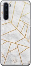 OnePlus Nord hoesje - Geometrisch marmer - OnePlus Nord case - Soft Case Telefoonhoesje - Grijs